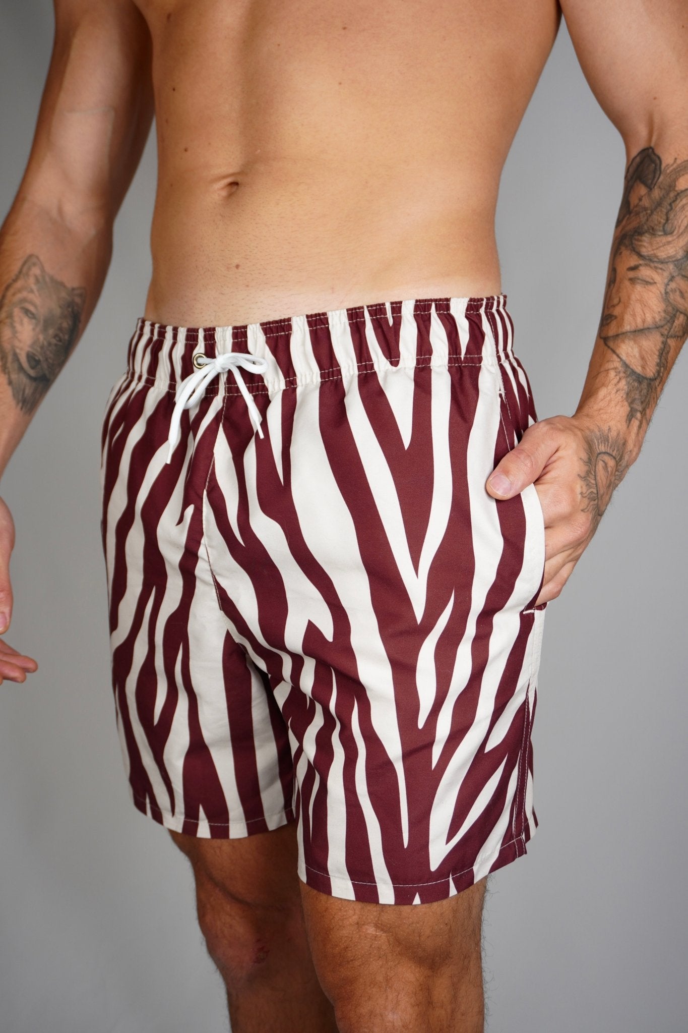 Brown Zebra Swim Shorts - SANTE Swimwear