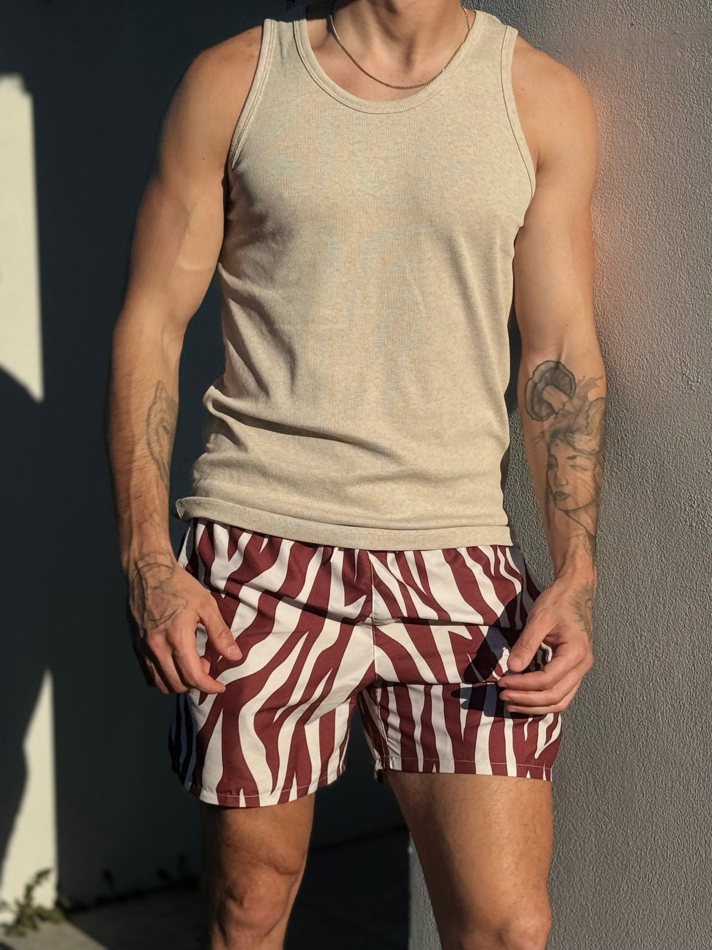 Brown Zebra Swim Shorts - SANTE Swimwear