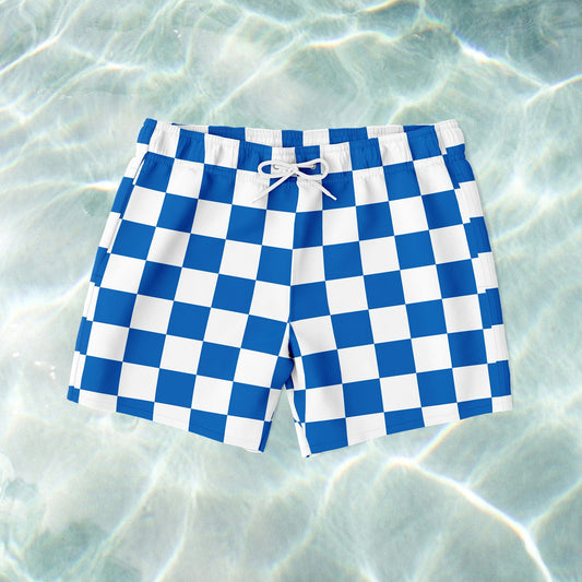 Blue Chess Swim Shorts - SANTE Swimwear