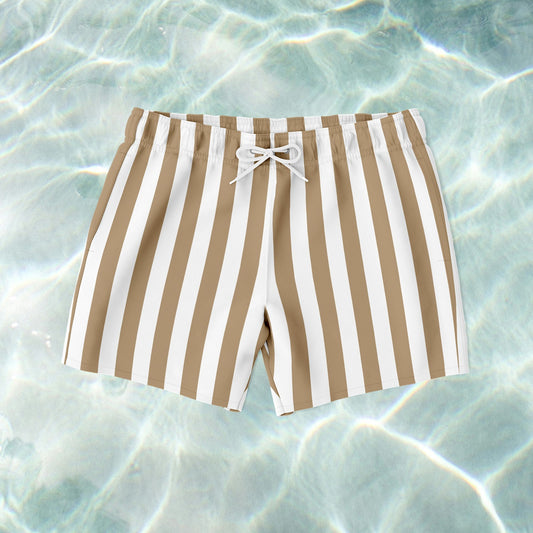 Khaki Stripe Swim Shorts - SANTE Swimwear