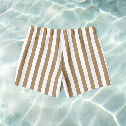 Khaki Stripe Swim Shorts - SANTE Swimwear