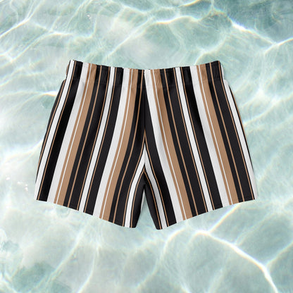 Mocha Stripe Swim Shorts - SANTE Swimwear