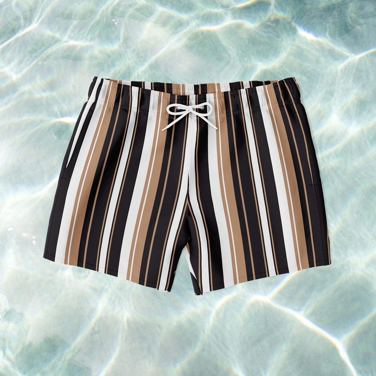 Mocha Stripe Swim Shorts - SANTE Swimwear