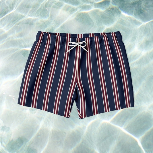 Nautical Wine Stripe Swim Shorts - SANTE Swimwear