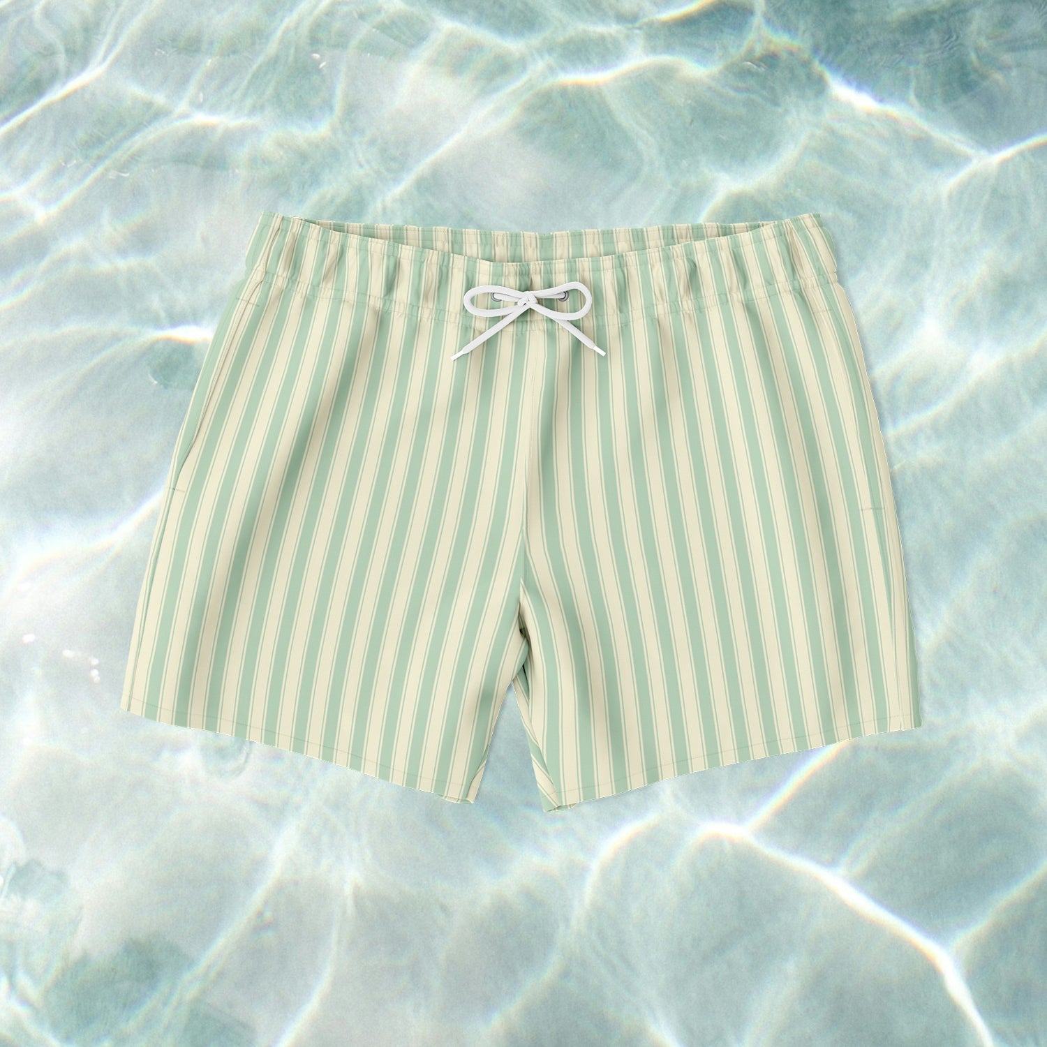 Sage Green Stripe Swim Shorts - SANTE Swimwear